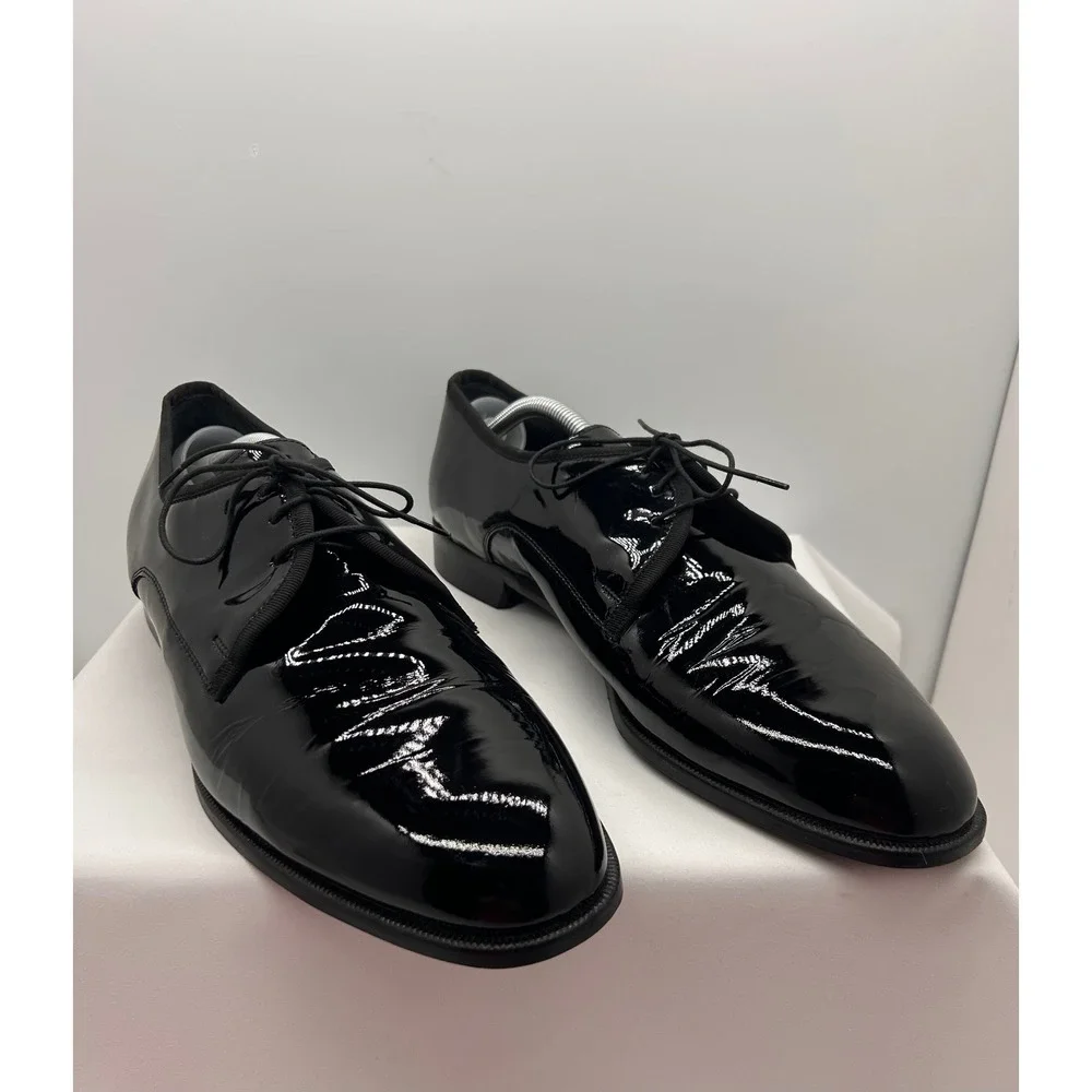 Vito Rufolo Mens Black Patent Leather Derby Dress Shoes Formal Tuxedo Wedding 12